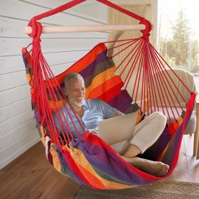 Hammock Hanging Chair Canvas Portable Camping Rope Seat (Color: Red)