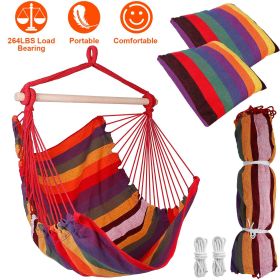 Hammock Hanging Chair Canvas Porch Patio Swing 265LBS Load-bearing (Color: Red)