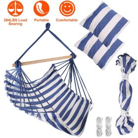 Hammock Hanging Chair Canvas Porch Patio Swing 265LBS Load-bearing (Color: Blue)