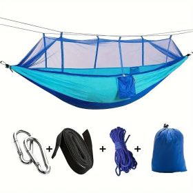 Camping Hammock with Net 440 lb Capacity Double or Single Size (Color: Blue)