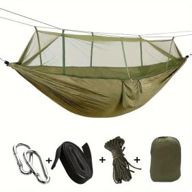 Camping Hammock with Net 440 lb Capacity Double or Single Size (Color: Army Green)