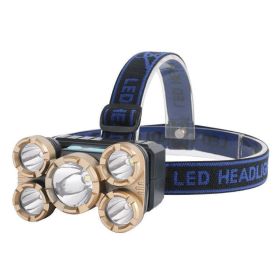Rechargeable Headlamp for Camping (Color: Gold & Blue, Type: Headlamp)