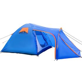 Portable Camping Tent for 3 -5 Person (Color: Blue & Orange, Type: Camping Tent)