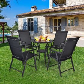 4-Pack Patio Folding Chairs (Color: Black)