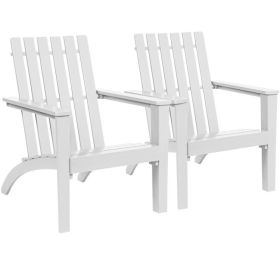 Durable Acacia Wood Adirondack Lounge Armchair (Color: White)