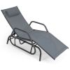 Chaise Lounge Glider Chair with Armrests and Pillow