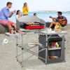 Foldable Portable Grilling Table with Windscreen Bag