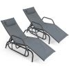 Chaise Lounge Glider Chair with Armrests and Pillow