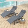 Chaise Lounge Glider Chair with Armrests and Pillow